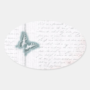 Adesivo Oval Letra Vintage Butterfly