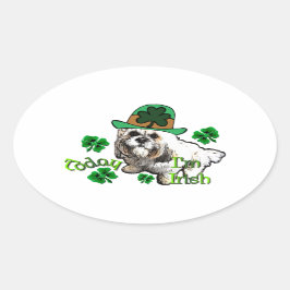 Adesivo Oval Lhasa Apso St Patricks