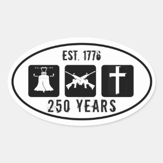 Adesivo Oval Liberdade Armas Religião 1776 250