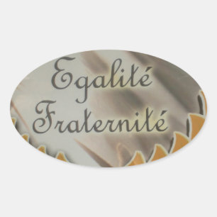 Adesivo Oval Liberdade, Igualdade, Fraternidade: Futuro Floread