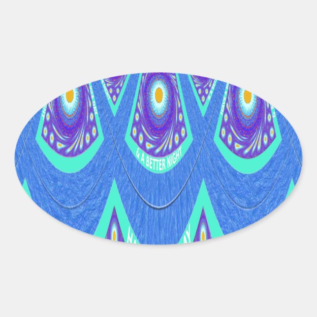 Adesivo Oval Linda e adorável Cyan Blue batik vetor Art (Frente)