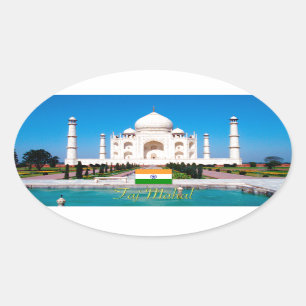Adesivo Oval Linda Taj-Mahal India Pro Foto