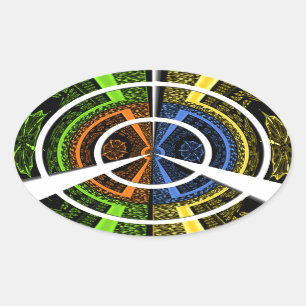 Adesivo Oval Lindas ilustrações circulares coloridas africanas