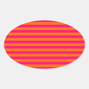 Adesivo Oval Listra Laranja e Fuchsia