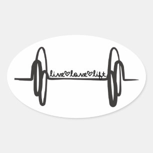 Adesivo Oval Live Love Lift Bar Black