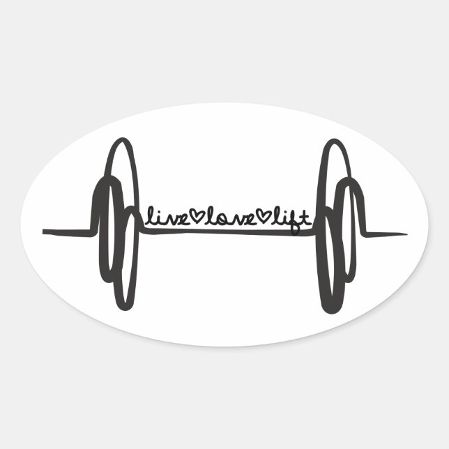 Adesivo Oval Live Love Lift Bar Black (Frente)
