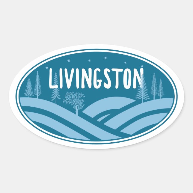 Adesivo Oval Livingston Montana Outdoors (Frente)