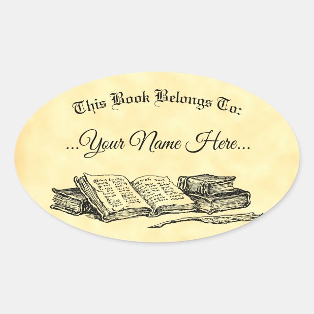 Adesivo Oval Livro Pertence A Livro Personalizado De Livros Vin (Frente)