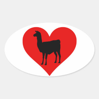 Adesivo Oval Llama Love