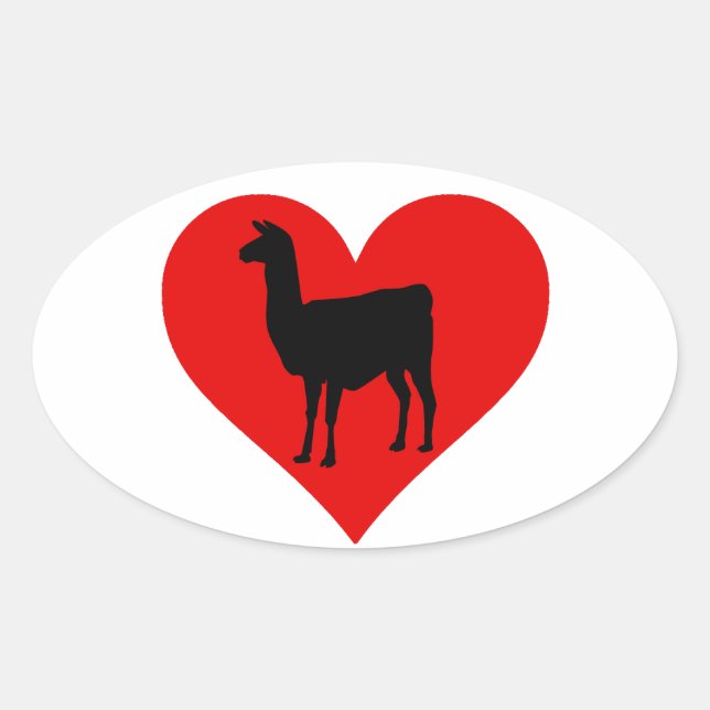 Adesivo Oval Llama Love (Frente)