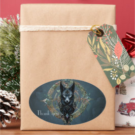 Adesivo Oval Lobos negros com olhos azuis perfurantes,