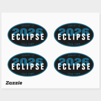 Adesivo Oval Localização de Observação do Eclipse de 2026 Perso