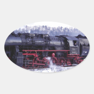 Adesivo Oval locomotiva ferroviária a vapor estação de trem