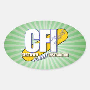 ADESIVO OVAL LOGOTIPO CFI - INSTRUTOR DE VOO CERTIFICADO