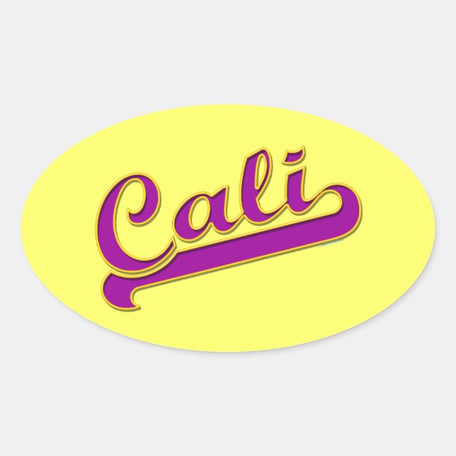 Adesivo Oval Logotipo da California Cali - Amarelo roxo (Frente)