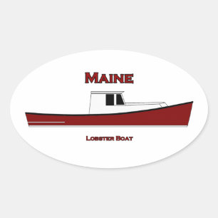 Adesivo Oval Logotipo de Boat de Lagosta Maine USA