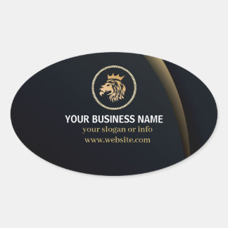 Adesivo Oval Logotipo de Leão Elegante Profissional