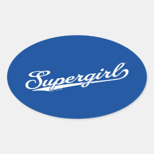 Adesivo Oval Logotipo de nome completo da Supergirl Baseball