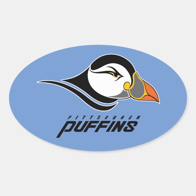 Adesivo Oval Logotipo de Puffins Pittsburgh (Frente)