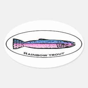 Adesivo Oval Logotipo do Oval da truta de arco-íris