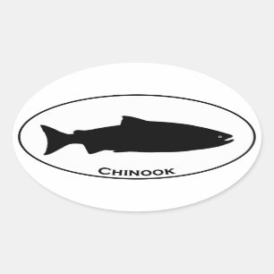 Adesivo Oval Logotipo do Oval dos salmões de Chinook