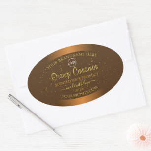 Adesivo Oval Logotipo Dourado da Lista de Produtos Castanho Lar