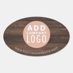 Adesivo Oval Logotipo Empresarial Personalizado Madeira Elegant