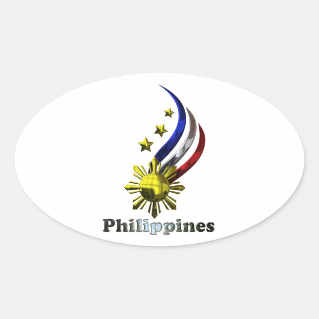 Adesivo Oval Logotipo filipino original. Mabuhay Pilipinas! (Frente)