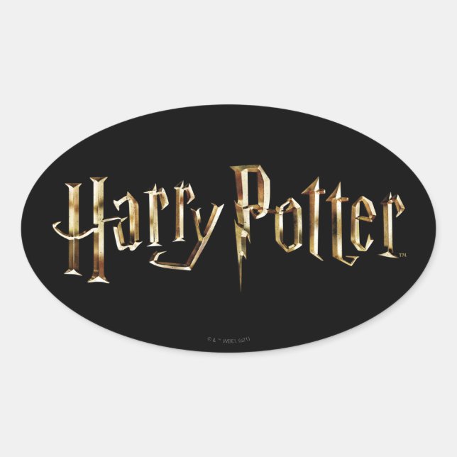 Adesivo Oval Logotipo Harry Potter Dourado (Frente)