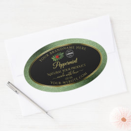Adesivo Oval Logotipo Ladybug do produto preto brilhante verde