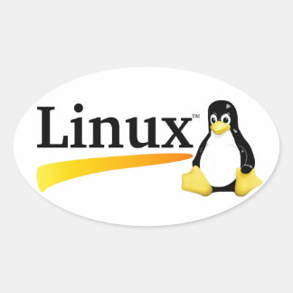 Adesivo Oval Logotipo Linux com produtos Tux