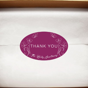 Adesivo Oval Logotipo Mínimo da Borgonha Mulheres Cuidados Corp