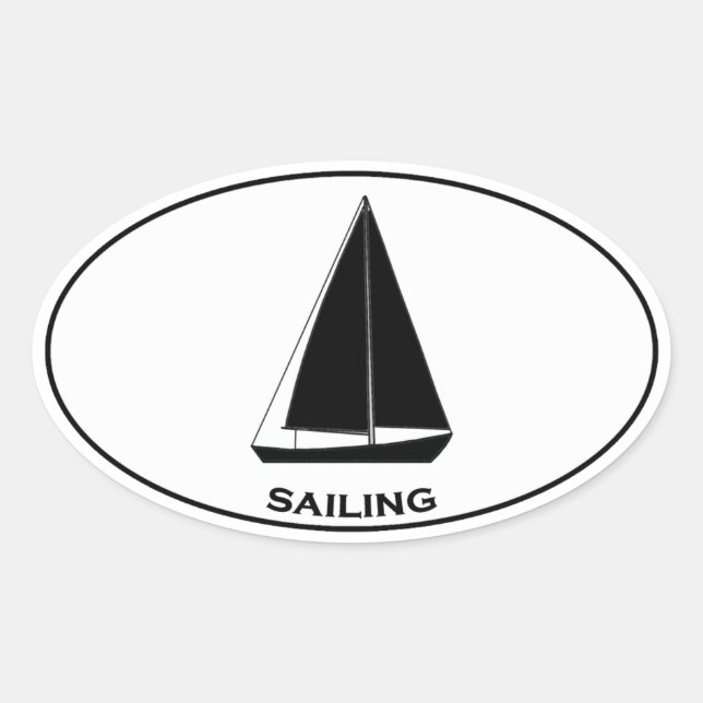 Adesivo Oval Logotipo Oval de veleiro com loop de navegação (Frente)