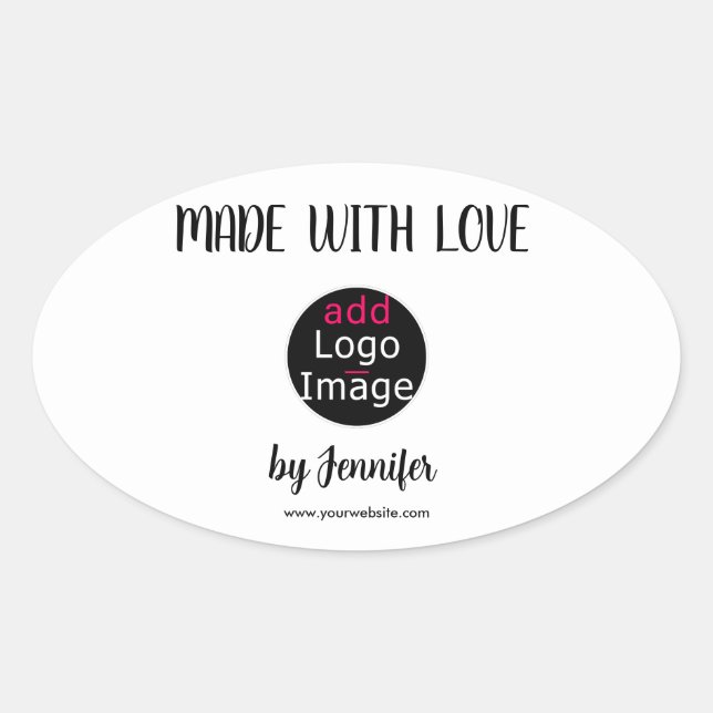 Adesivo Oval Logotipo Personalizado De Chic Com Amor (Frente)