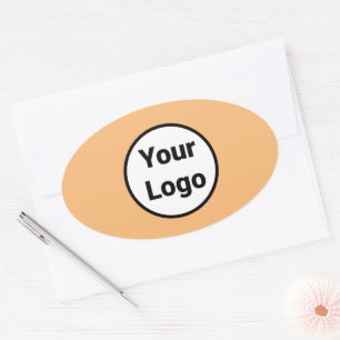 Adesivo Oval Logotipo personalizado simples e elegante aqui cl