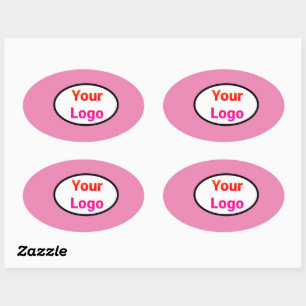 Adesivo Oval Logotipo personalizado simples e elegante aqui cl