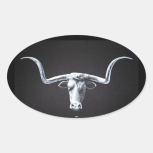 Adesivo Oval Longhorn no preto