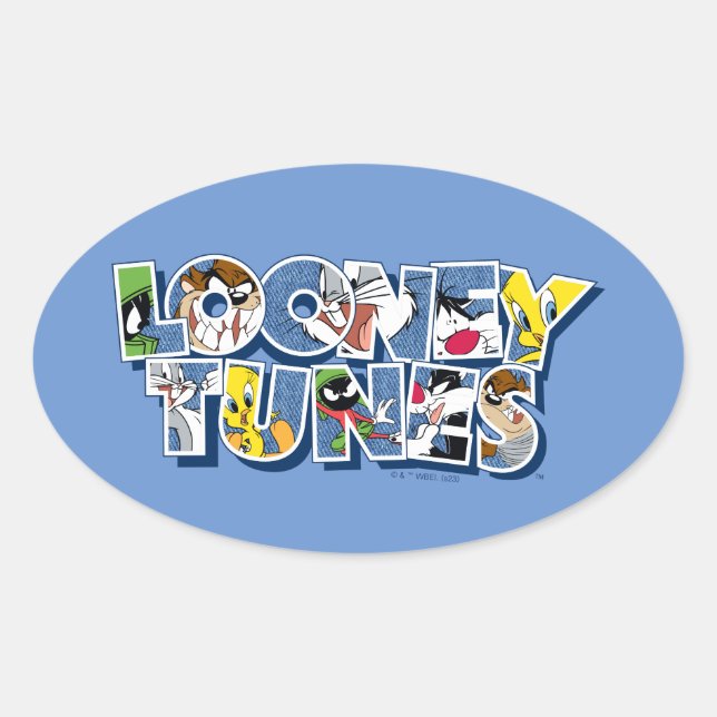 Adesivo Oval LOONEY TUNES™ Characters in Letting (Frente)