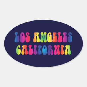 Adesivo Oval Los Angeles CA 60s TieDye Stickers