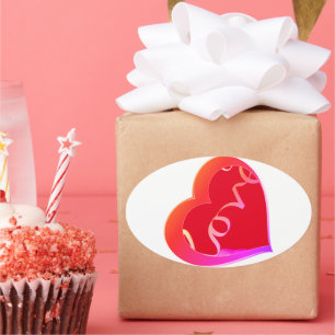 Adesivo Oval Love Red HeartOval Sticker