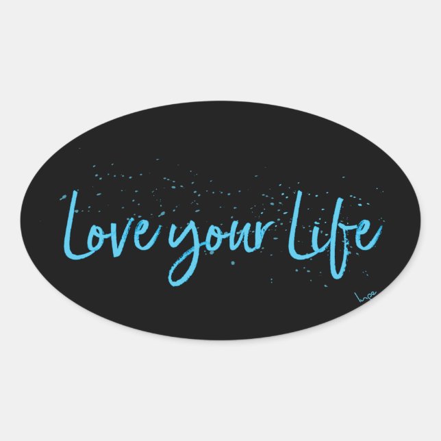 Adesivo Oval Love-you-Life-Typografia-blue (Frente)