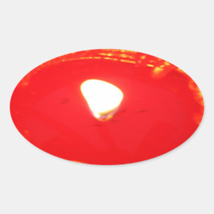 Adesivo Oval Luz Vermelha, Chama, Vela, Amor de Natal