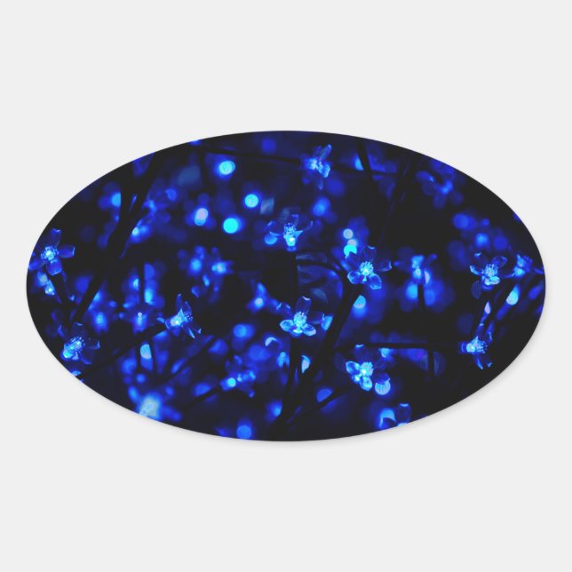 Adesivo Oval Luzes azuis bonito (Frente)