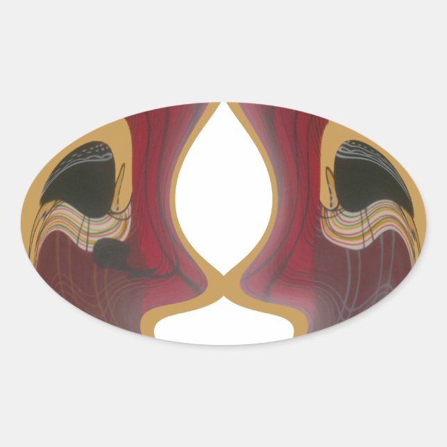 Adesivo Oval Maasai Tribal Whirl Art Impressão (Frente)