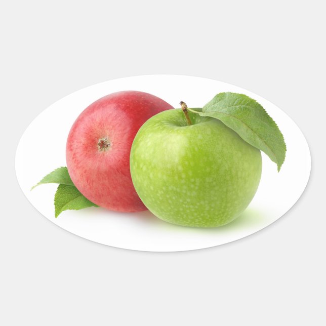 Adesivo Oval Maçãs vermelhas e verdes (Frente)