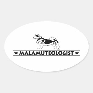 Adesivo Oval Malamute do Alasca Humorístico