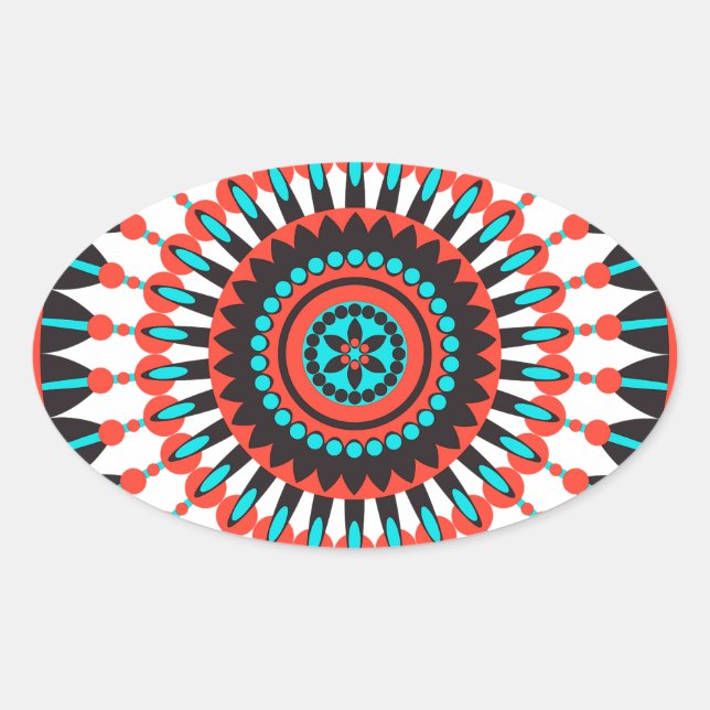 Adesivo Oval Mandala Americana Nativa (Frente)