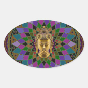 Adesivo Oval Mandala do OM Buddha