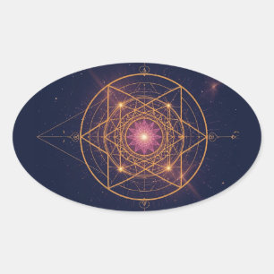 Adesivo Oval Mandala Luminoso de Harmonia Dourada