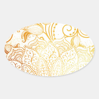 Adesivo Oval Mandala - pincel de Ouro